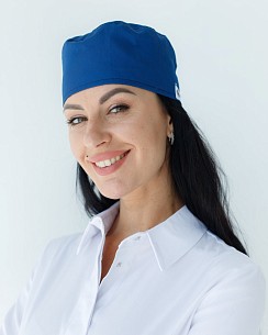 Медична шапочка на зав'язках синя